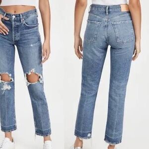 Citizens Of Humanity Blue Ripped Straight Leg Jeans